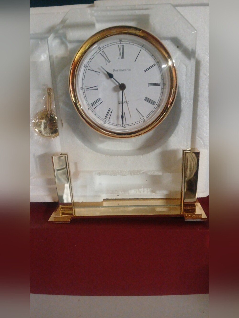 Gold Glass Mantel Clock - Gold and Clear